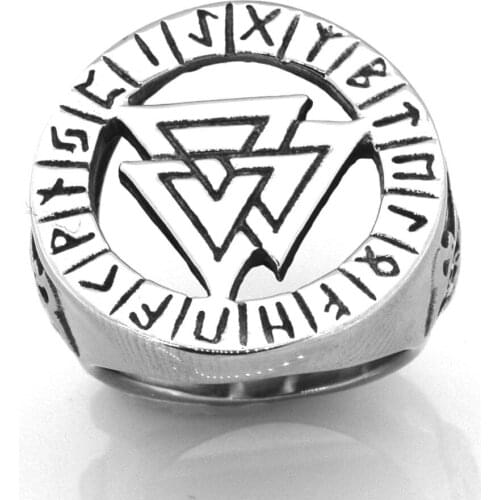 FANSSTEEL Stainless Steel Jewelry Knot of the slain valKnot Geometrical Triangle Letters Ring FSR14W69