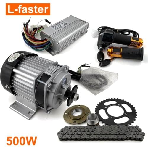 48V 500W Cyclecar Bike Electric Engine Kit With Brushless DC Motor And Throttle Handle Grip With Power Key Lock