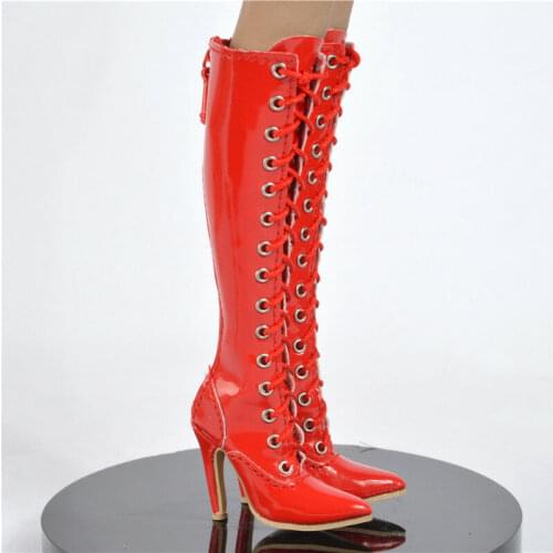 1/6 Scale Red Hollow Female High Heel Boots Shoe F 12" Body