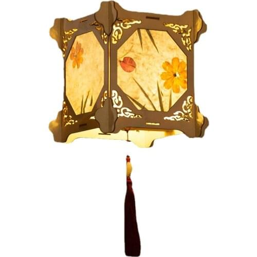Creative Handmade Lantern Material Package Ancient Style Flowers and Plants Chinese Lantern Hanfu Portable Festive Lantern