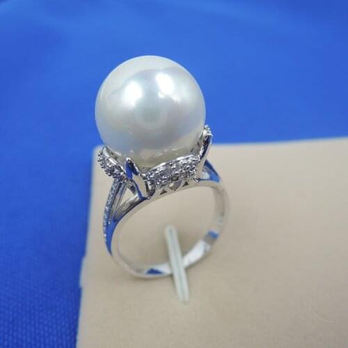 Big Imitation pearl rings girls finger copper women round ring 2016 concise cute metal open rings for women