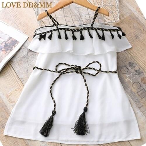 LOVE DD&MM Girls Dresses 2021 Summer New Childrens Fashion Girl Waist Camisole Sexy Strapless Strap Chiffon Dress