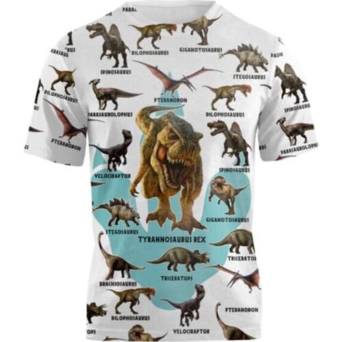 Summer casual T-shirt dinosaur 3D full print unisex T-shirt fashion Harajuku street sports short-sleeved T-shirt