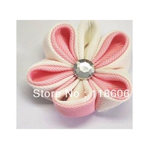 Hot Sale 60pcs/lot kanzashi flower hair clips badge reel hair clips Free Shipping