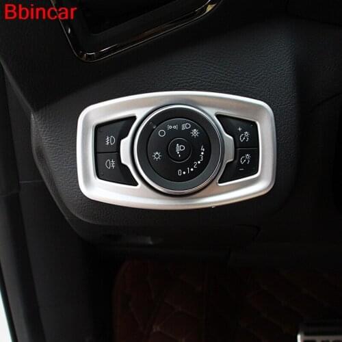 Bbincar ABS Matte Chrome Headlight Switch Button Trim Inner Car Styling stickers Mouldings Frame For Ford Kuga Escape 2017