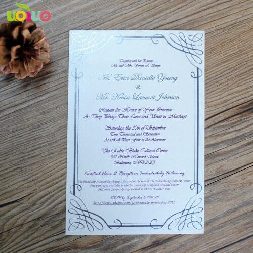 Metallic printing insert card,gold stamp rsvp card,hot foil menu card customized printing cards