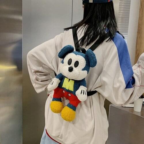 Girls Cute Mickey Backpack 2021 Spring/summer New Cartoon Doll Children Backpack Plush Toy Bag Fashion Casual Shoulders Bag