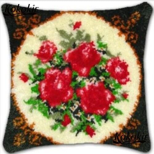 Crocheting Rug Kits latch hook rug flower pillow embroider needlework kits Embroidery cross stitch kits Unfinished Pillowcase