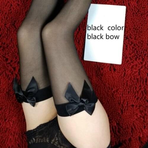 Medias De Mujer Shengrenmei 2020 New Sexy Stockings Silk Transparent Stocking See Through Lingerie Bow Top Thigh High Stockings