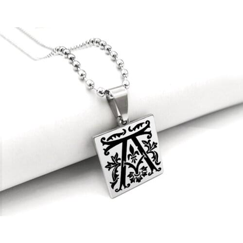 Punk Flower 26 Alphabet Letter Stainless Steel Necklace Gothic Men Women Necklaces Hip Hop Jewelry Accessories