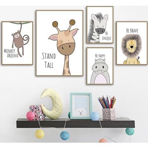 Lovely Cartoon Fox Monkey Deer Nordic Canvas Painting Art Print Poster Picture Wall Baby Room Children Bedroom Home Decoration