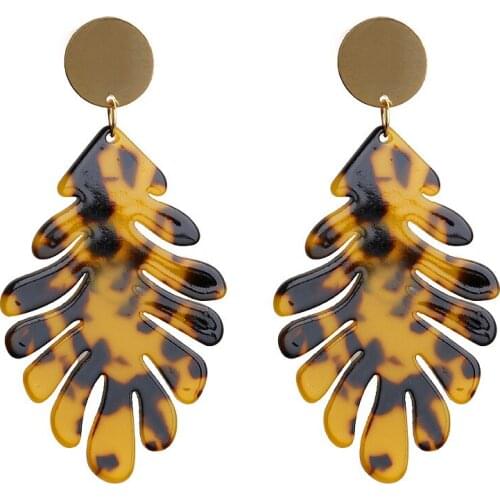 Exaggerated Big Earrings Acetate Plate Leopard Pattern Acrylic Leaf Earrings 2020 Fashion New Womens Earrings Wholesale