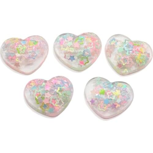 17*20mm Glitter Heart Cabochon Flatback Resin Accessory for Earring Pendant Phone Case Decorations
