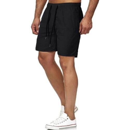 Swimming Shorts Solid Color Drawstring Men Quick Dry Pockets Beach Shorts Beachwear