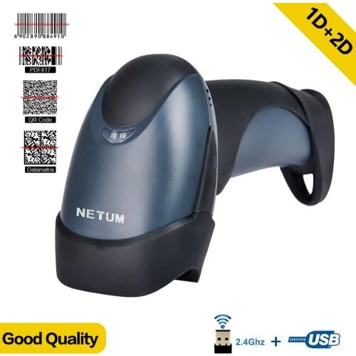 NETUM 1D 2D CCD and Laser Wired Barcode Scanner and 2.4G 2D Wireless Bar code Reader Support QR code,PDF417,Data Matrix etc