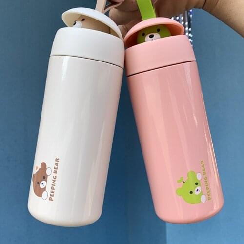 Vacuum bottle cute funny cartoon stainless steel sports water cup creative Thermos insulation student couple portable gift cup