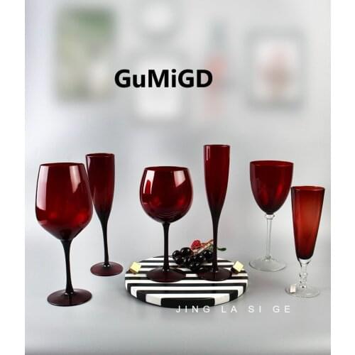 Red wine glass vintage champagne glass raw glass Nordic family goblet wine glass