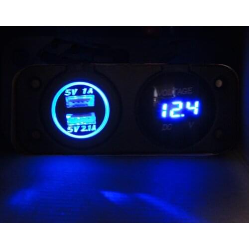 12V/24V Dual USB LED Digital Display Voltmeter Socket for Vehicle Motorcycle Car Cigarette Lighter Charger Voltage Meter Tester