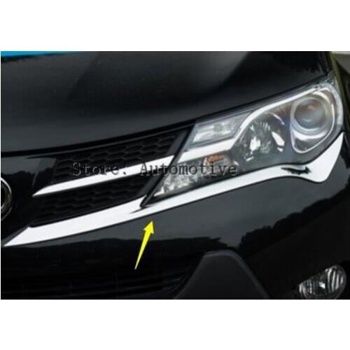 High Quality ABS Chrome Front Headlight Lamp Cover Trim 2pcs/set for TOYOTA RAV4 2013 2014 2015 2016