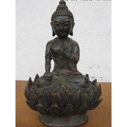 Xd 00431 8"Tibet Copper bronze sit lotiform Sakyamuni Tathagata Rulai buddha Statue