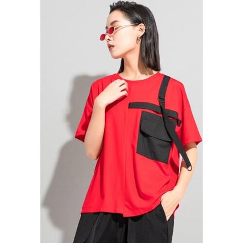 2021 summer new personalized splicing fashion short sleeve T-shirt street fashion brand brocade cotton loose and versatile top