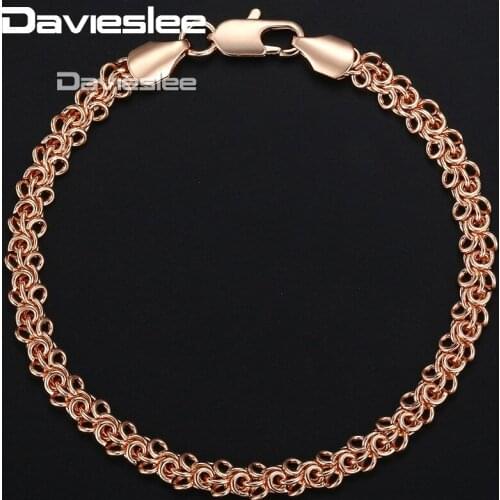 585 Yellow White Rose Gold Filled Womens Bracelet Chain Swirl Link 5mm 18cm 20cm 23cm GBM74