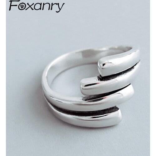 Foxanry Minimalist 925 Sterling Silver Unique Snake Rings for Women Couples Engagement Jewelry New Fashion Accessories Gift