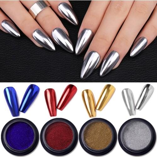 Gold Sliver Mirror Nail Glitter Powder Sparkly Holographics Metallic Nail Powder Chrome Pigment Dust DIY Nail Art Decoration