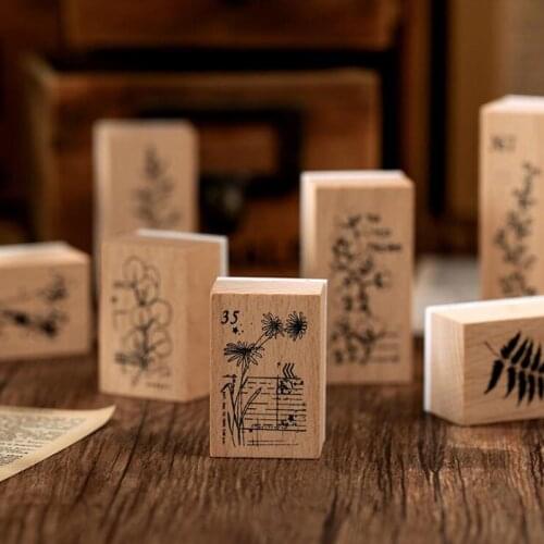 1pcs Creative Fresh Retro Plants Vegetation Set Series Seal Vintage Wooden Rubber Stamps for Scrapbooking Stationery DIY Craft