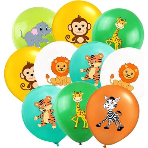 10Pcs 12inch Jungle Wild Animal Latex Balloons Happy Birthday Wedding Party Decoration Ballon Kids Baby Shower Air Balls Globos