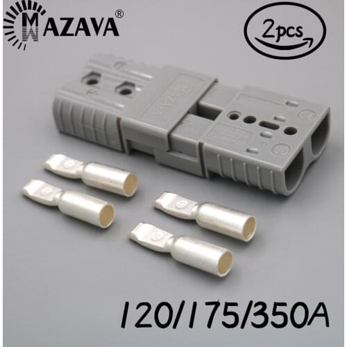 50A/120A/175A/350A 2PCS Power Plug Connector Double Pole with Copper Handle Gray Color Cover Solar Heavy Duty Quickly Connect