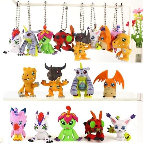 3.5-5cm 9pcs/Lot Digimon Adventure Figures Tailmon Gomamon Piyomon Agumon Patamon Gabumon Tentomon Palmon Key Chains Figure Toy