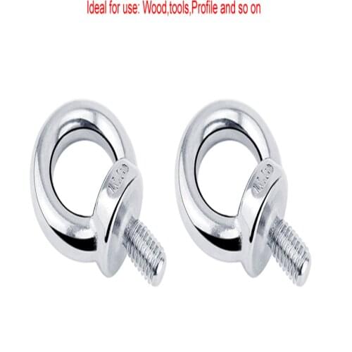 5PCS DIN580 M6 Eye Bolt 304 Stainless Steel Marine Lifting Eye Screws Ring Loop Hole For Cable Rope Eyebolt Boat Acceories