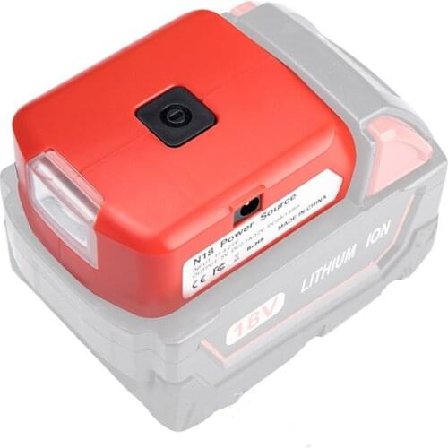 Adapter LED Light Working Lamp Flashlight Torch USB Mobile Phone Charger DC 12V Output For Milwaukee 18V Li-ion Battery M18