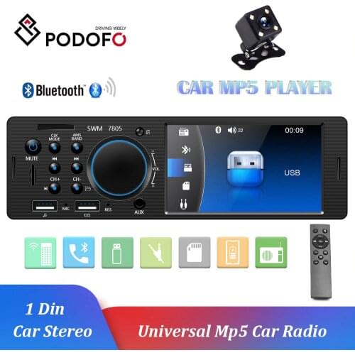 Podofo 1 Din Autoradio FM Car Radio Bluetooth MP3 MP5 Player 4.1Inch Car Stereo 12V Auto Audio USB Remote Control For Unversial