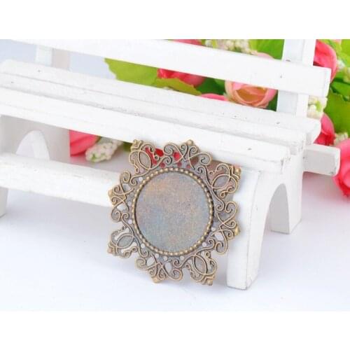 Free shipping-30Pcs Antique Bronze Filigree Cabochon Settings Wraps Connectors Gift Decoration DIY Findings 4.3x4.3cm
