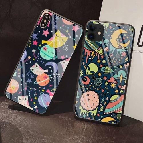 Seamless pattern universe Phone Case Tempered Glass For iPhone 12 Pro Max Mini 11 Pro XR XS MAX 8 X 7 6S 6 Plus SE 2020 case