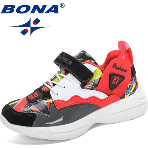 BONA 2020 New Designers Trendy Tennis Shoes Sports Running Shoes Children Lightweight Casual Walking Shoes Kids Jogging Footwear