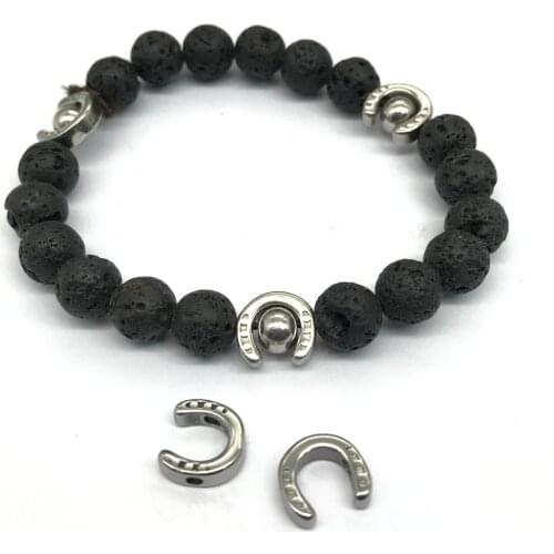 316L Stainless steel 2mm Small Hole Horseshoe Beads Charms Spacer Beads for Beaded Bracelet Jewelry Making DIY Accessories