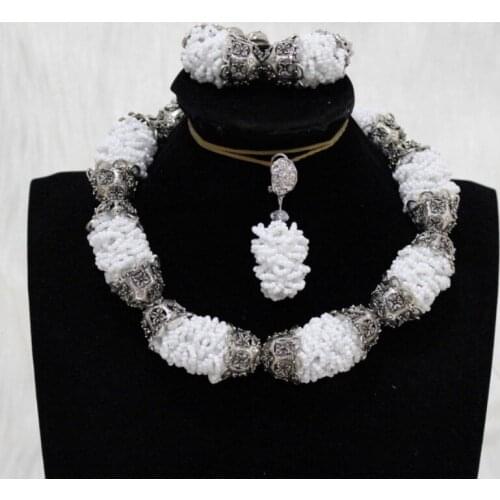 Dudo Store Fine Jewelry Set Wite Bold Balls Dubai Necklace Set For Women Costume Choker Nigerian Jewellery Set Free Ship