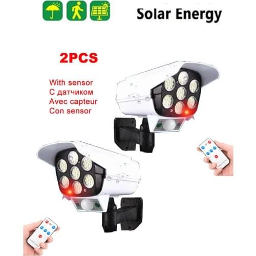 2pcs remote solar fake monitor dummy camera light garden outdoors fairy decoration solaire lampara panel exterior spotlight yard