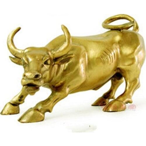 Lucky Fu Yun Feng Shui bronze ornaments crafts with future Wall Street bull ox