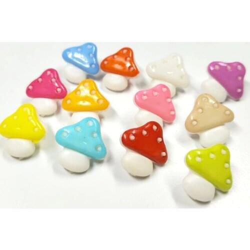 HL 15x14MM 50/100pcs Mix Color Mushroom Plastic Combined Buttons DIY Scrapbooking Childrens Garment Sewing Accessories