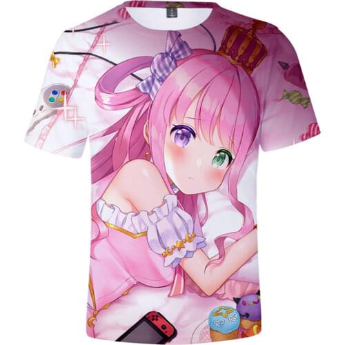 HOLOLIVE VTuber Himemori Luna 3D print Spring Summer Preppy Style Men/Women Street Clothes T-shirt Youthful Kawaii Innovation