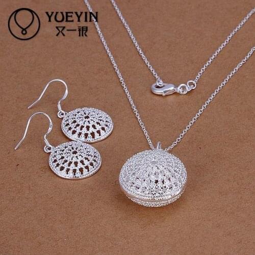 Womens silver plated jewelry sets Wedding Bridal jewelry S202 Hot Sale lovers necklace earrings