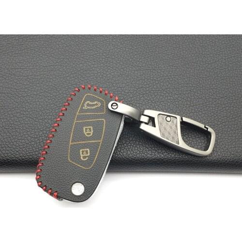 For Fiat / Panda / Stylus / Stitch / Doblo / Large / Bravo 500 Ducato / Minibus 100% Leather Car Key Cover Case 3 Button Key Bag