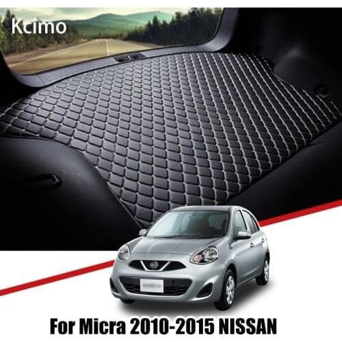 For Nissan Micra K13 March 2010-2015 Leather Car Trunk Mat Carpet Tail Cargo Liner Pad Boot Mat 2011 2012 2013 2014 2015 2016