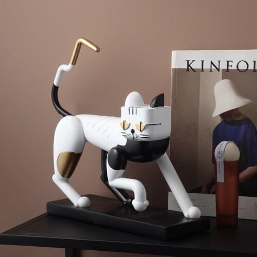 Creative Nordic Luxury Resin Mechanical Cat Ornaments Abstract Animal Wine Cabinet Room Home Personalized Soft Decoration