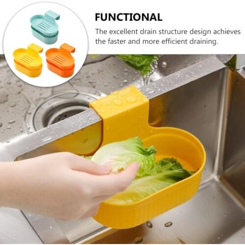 Kitchen Double-layer Sink Strainer Drain Fruit Vegetable Drainer Sponge Rack Storage Basket Hanging Storage Shelf Organizer