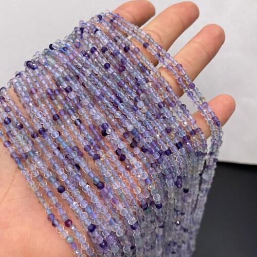 Small Beads Natural Semi-Precious Stones Purple Fluorite Faceted Beads for Jewelry Making DIY Necklace Bracelet Accessories 3mm